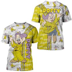 Yellow Dopey Dwarf Cross Comic Book Patterns Disney Outfits Unisex Casual T-shirts Meaningful Gift For Family Gift For Boyfriend Valentine Gift