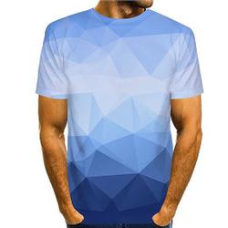 Tee T shirt 3D Graphic Prints Geometry Short Sleeve Daily Tops Casual Designer Big and Tall Blue Meaningful Gift For Family Gift For Boyfriend Valentine Gift