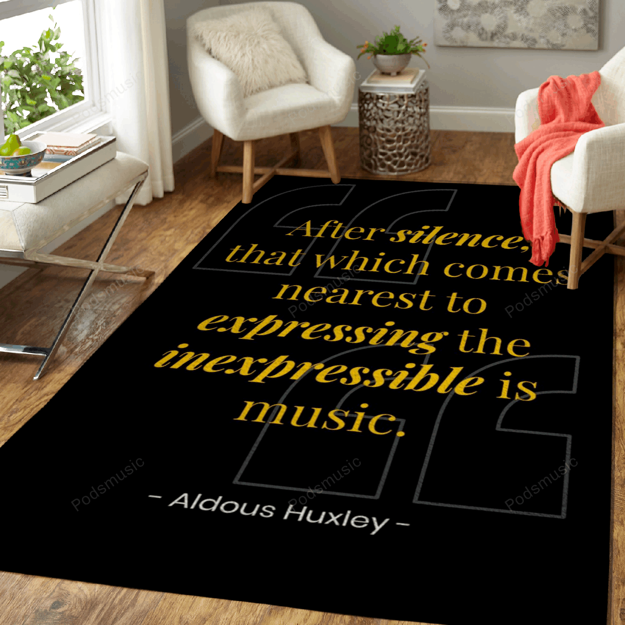 Aldous Huxley Music Silent Inspiring Quotes Area Rug Living Room Carpet Rug Regtangle Carpet Floor Decor Home Decor