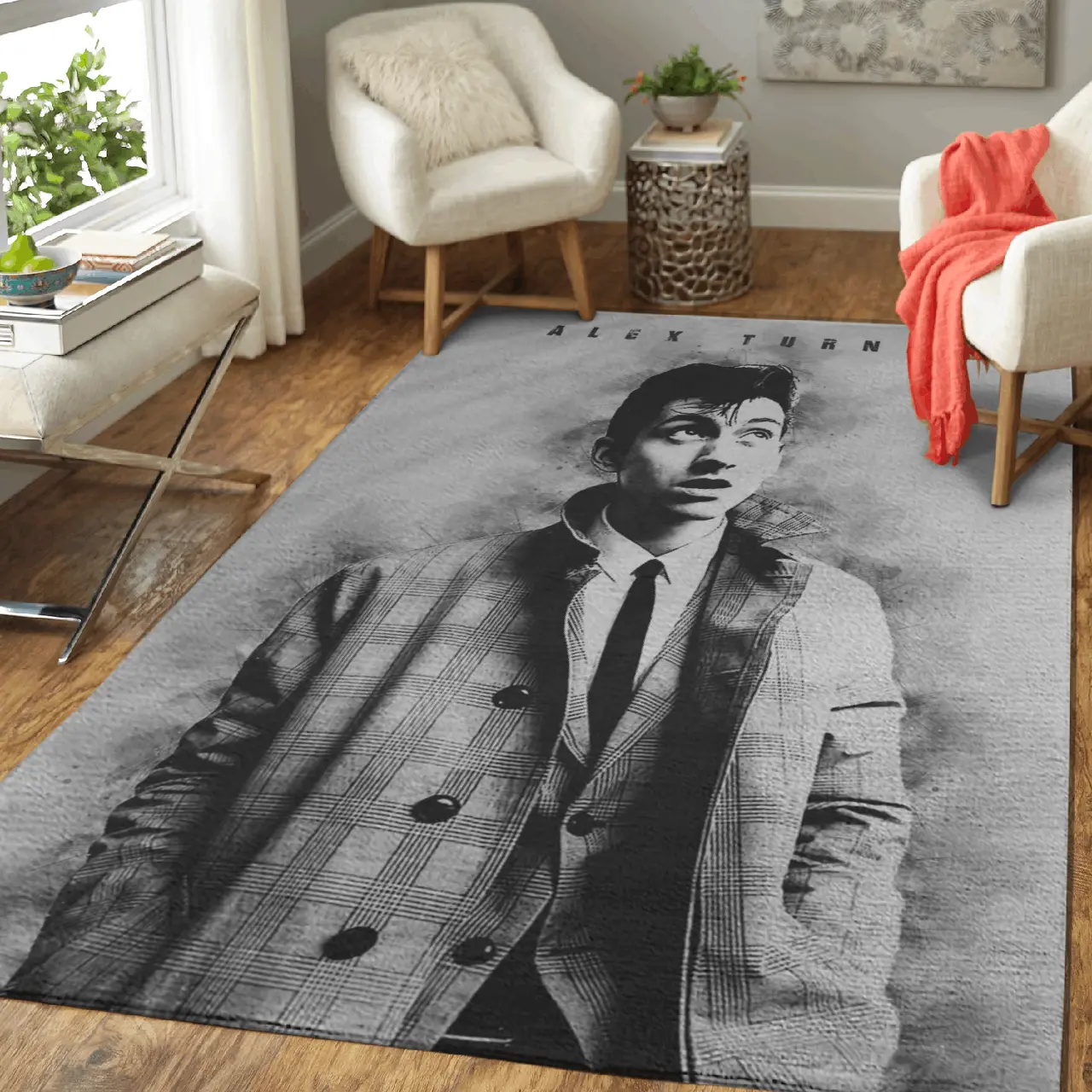 Alex Turner Music Monochrome Art For Fans Area Rug Living Room Carpet Rug Regtangle Carpet Floor Decor Home Decor