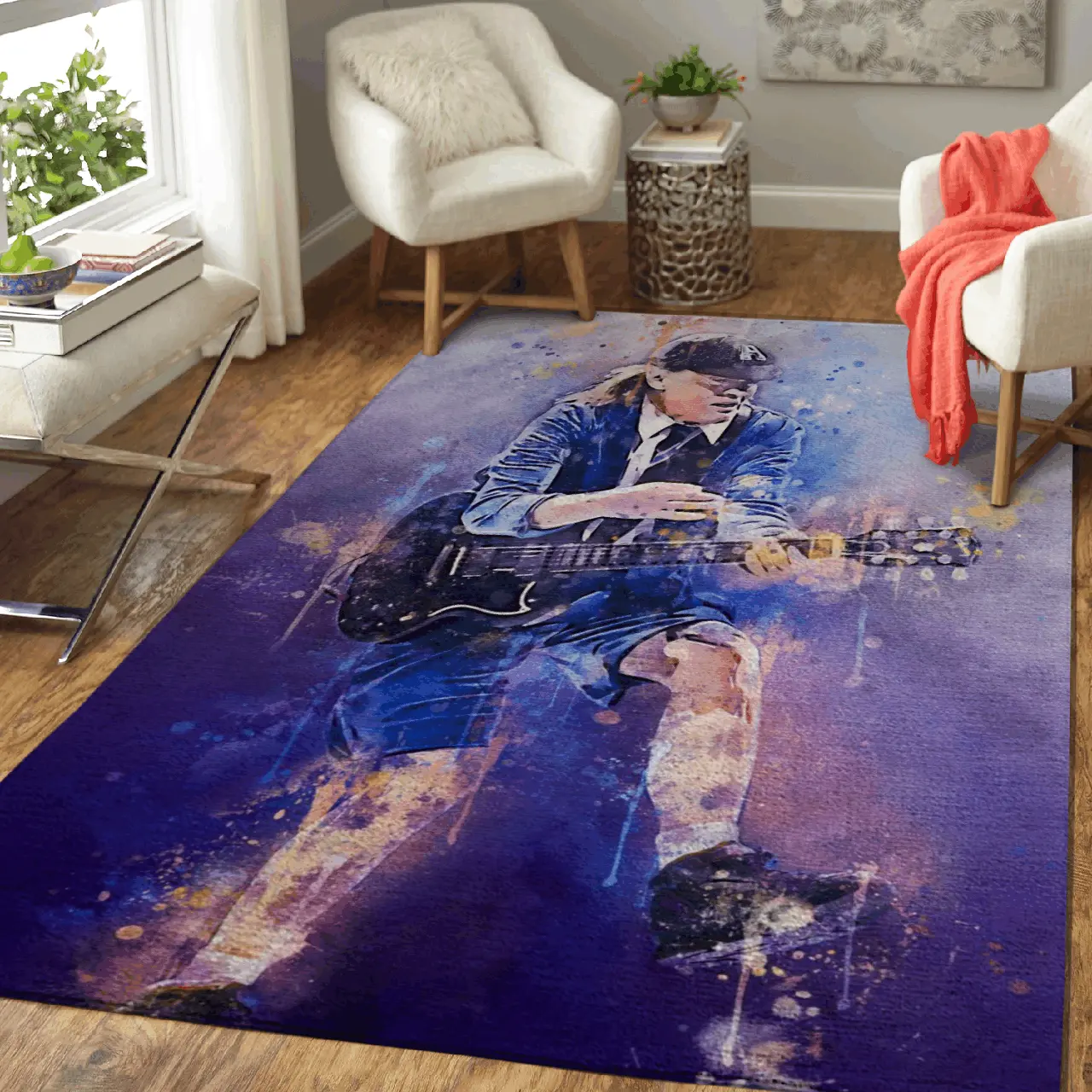 Angus Mckinnon Young Ac Dc Band Art Area Rug Area Rug Living Room Carpet Rug Regtangle Carpet Floor Decor Home Decor