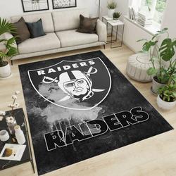 Las Vegas Raiders NFL Inspired Rug Carpet Area Rug Home Sport Decor
