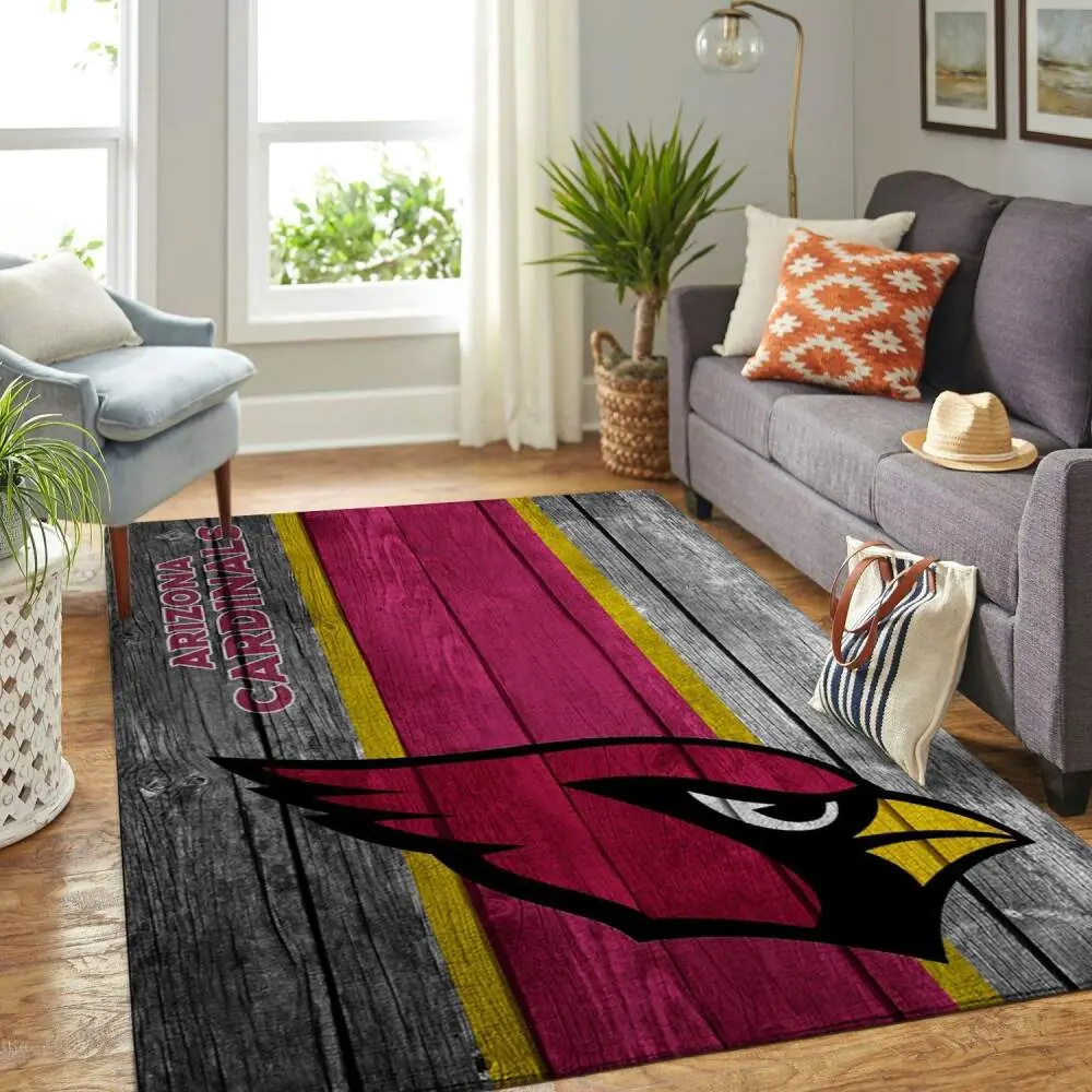 Arizona Cardinals Nfl Area Rugs Wooden Style Living Room Carpet Home Decor