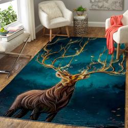 Art Of Deer Area Rug Animal Print Rug Regtangle Carpet Floor Decor Home Decor
