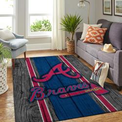 Atlanta Braves Wooden Area Rug Mlb Logo Living Room Rugs Home Decor 3