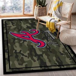 Atlanta Braves Mlb Team Logo Camo Style Rug Room Carpet Area Floor