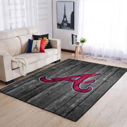 Atlanta Braves Wooden Area Rug Mlb Logo Living Room Rugs Home Decor