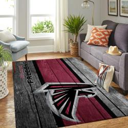 Atlanta Falcons Nfl Team Logo Grey Area Rugs Wooden Style Living Room Carpet