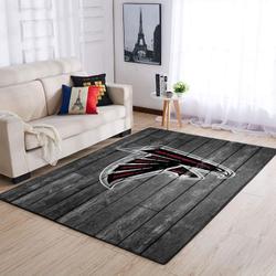 Atlanta Falcons Nfl Team Logo Grey Area Rugs Wooden Style Living Room Carpet