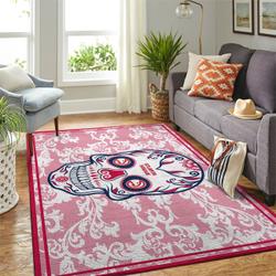 Atlanta Hawks Nba Skull Flower Style Living Room Carpet Rug Regtangle Carpet