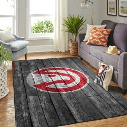 Atlanta Hawks Nba Grey Wooden Style Living Room Carpet Rug Regtangle Carpet