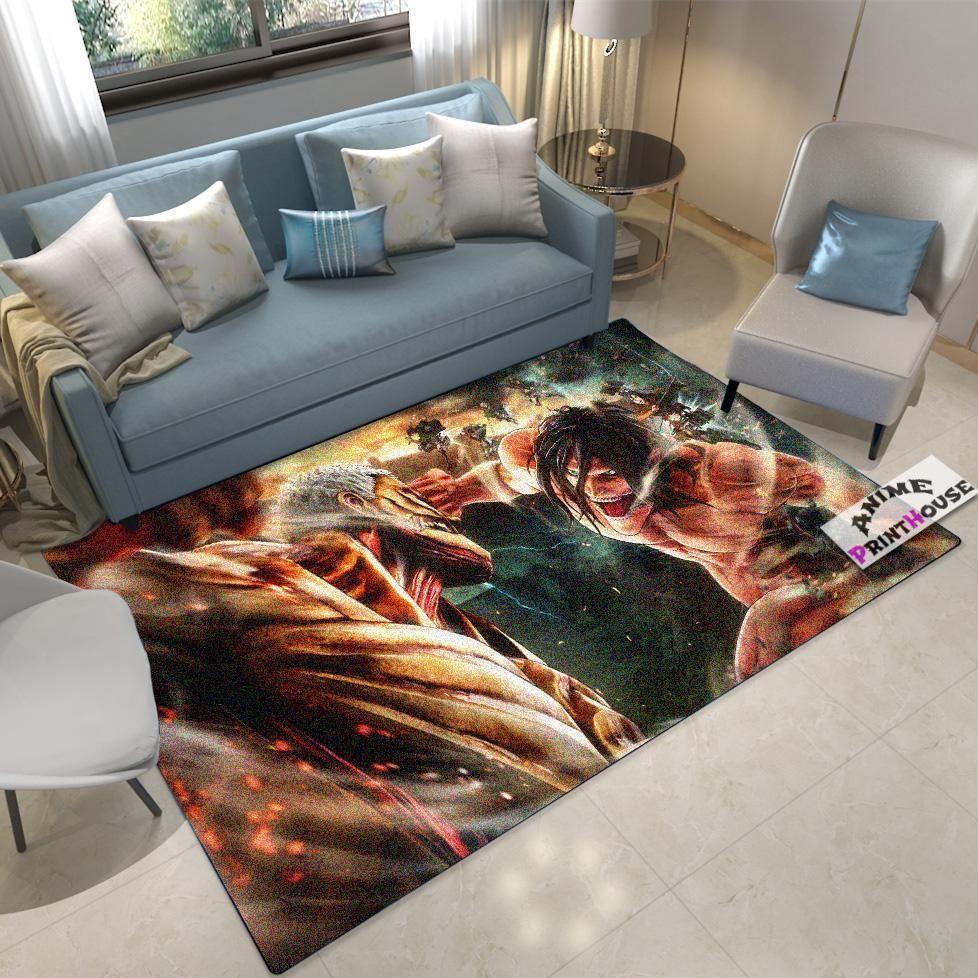 Attack On Titan Area Rugs Titans Fist Fight Anime Living Room Carpet Home Rug Regtangle Carpet Floor Decor Home Decor