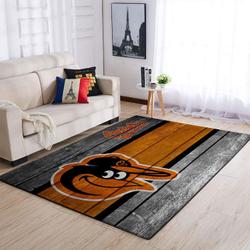 Baltimore Orioles Mlb Team Logo Area Rugs Wooden Style Living Room Carpet