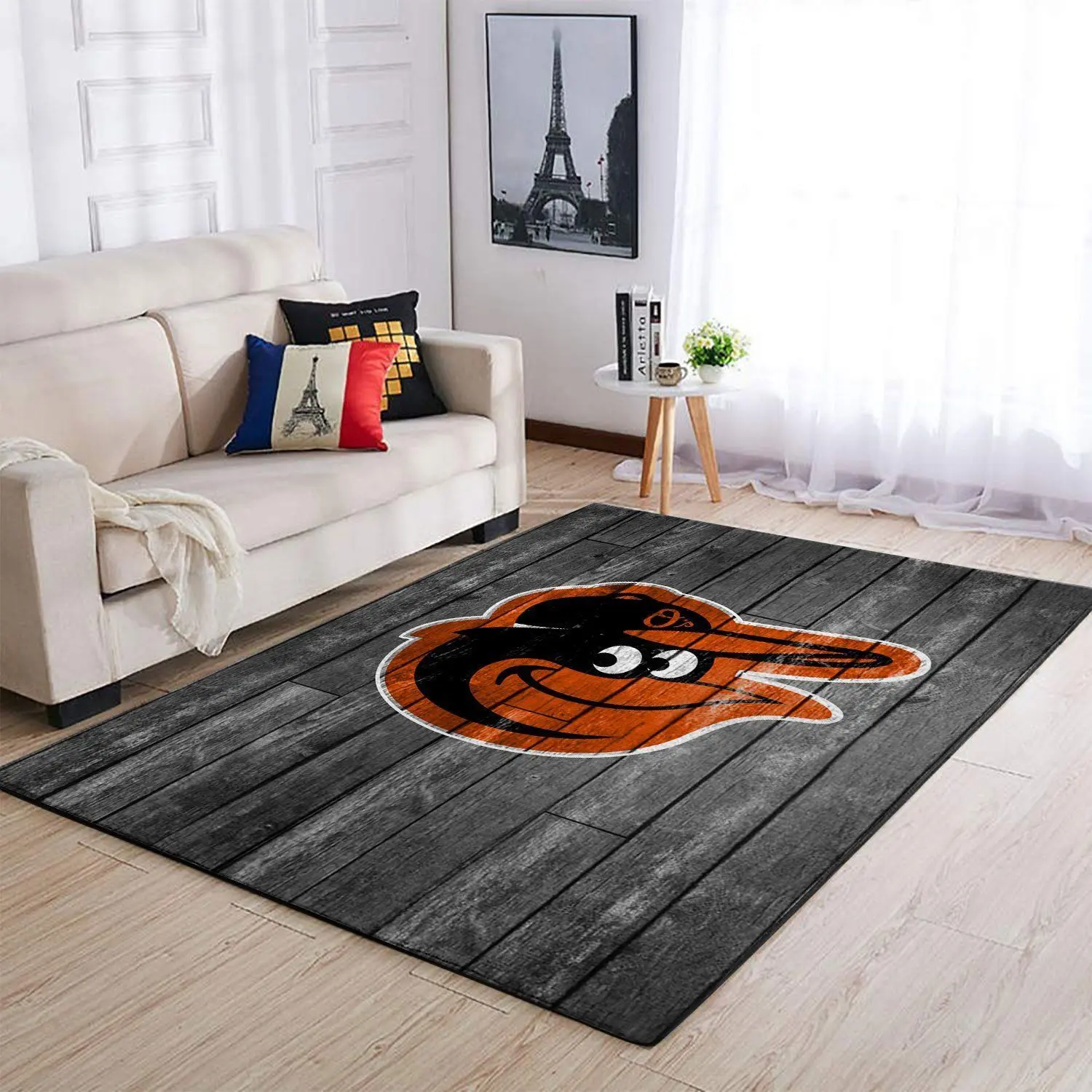 Baltimore Orioles Mlb Team Logo Area Rugs Wooden Style Living Room Carpet 3