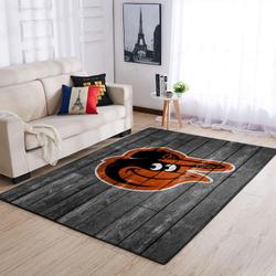 Baltimore Orioles Mlb Team Logo Area Rugs Wooden Style Living Room Carpet 3