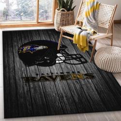 Baltimore Ravens Wooden Style Area Rug Nfl Football Living Room Home Decor Carpet