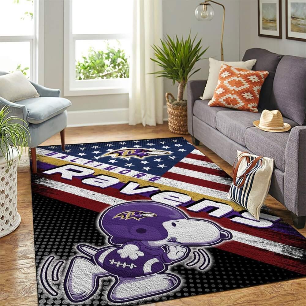 Baltimore Ravens Nfl Area Rugs American Flag & Snoopy Living Room Carpet