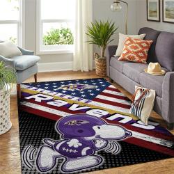 Baltimore Ravens Nfl Area Rugs American Flag & Snoopy Living Room Carpet