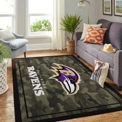 Baltimore Ravens Camo Style Area Rug Nfl Football Living Room Home Decor Carpet