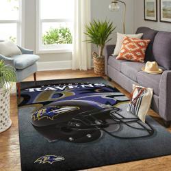 Baltimore Ravens Nfl Area Rugs Team Helmet Living Room Carpet Sports Rug