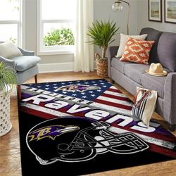 Baltimore Ravens Nfl Area Rugs Team Logo American Flag Style Living Room Carpet