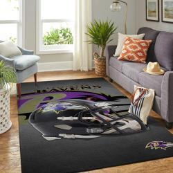 Baltimore Ravens Nfl Area Rugs Team Logo Helmet Living Room Carpet Sports Rug
