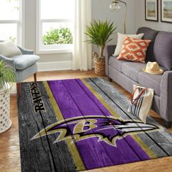 Baltimore Ravens Nfl Area Rugs Wooden Style Living Room Carpet Sports Rug