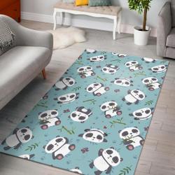 Bamboo Mint Panda Pattern Print Area Rug Living Room Rug Home Decor