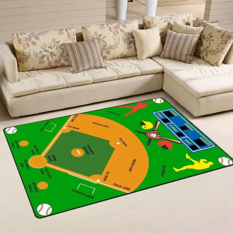 Baseball Area Rug Living Room Rug Home Decor 01293 Home Decor Bedroom Living Room Decor