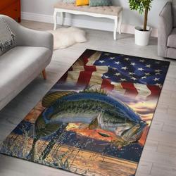 Bass Fish American Flag Area Rug Living Room Rug Home Decor Carpets