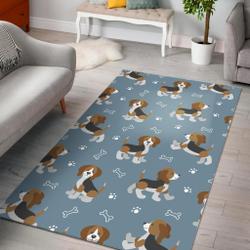 Beagle Paw Dog Bone Pattern Print Area Rug Living Room Rug Home Decor