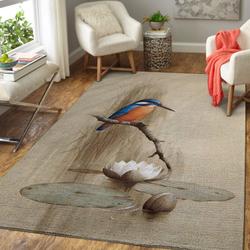 Bird & Flower Area Rug Animal Print Rug Regtangle Carpet Floor Decor Home Decor