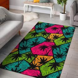 Black Snowflake Pattern Print Area Rug Living Room Rug Home Decor