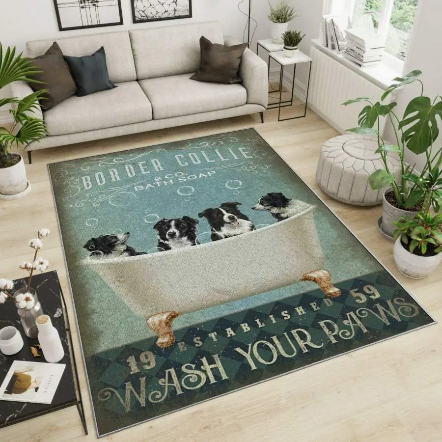 Border Collie Area Rug Living Room Rug Home Decor Home Decor Bedroom Living Room Decor