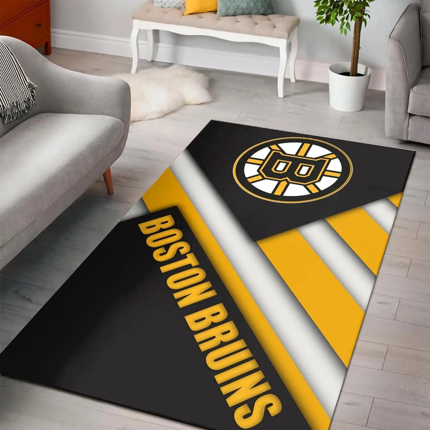 Boston Bruins Nhl Ice Hockey Carpet Living Room Rug Regtangle Carpet V4642