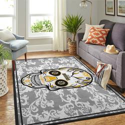 Boston Bruins Nhl Area Rugs Skull Flower Style Living Room Regtangle Carpet