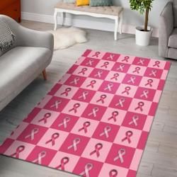 Breast Cancer Awareness Pink Ribbon Pattern Print Area Rug Living Room Rug Home Decor