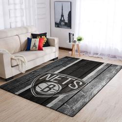 Brooklyn Nets Nba Wooden Style Living Room Carpet Sports Rug Regtangle Carpet