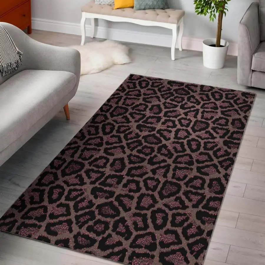 Brown Cheetah Leopard Pattern Print Area Rug Living Room Rug Home Decor