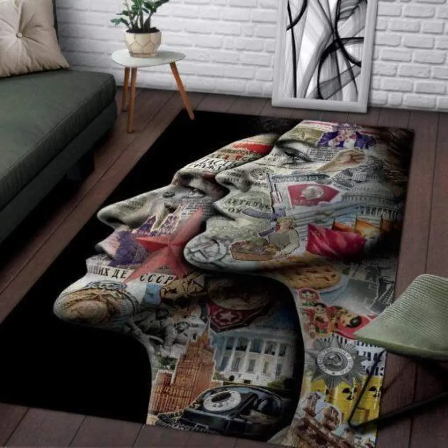 Brown Teddy Bear Pattern Print Area Rug Living Room Rug Home Decor