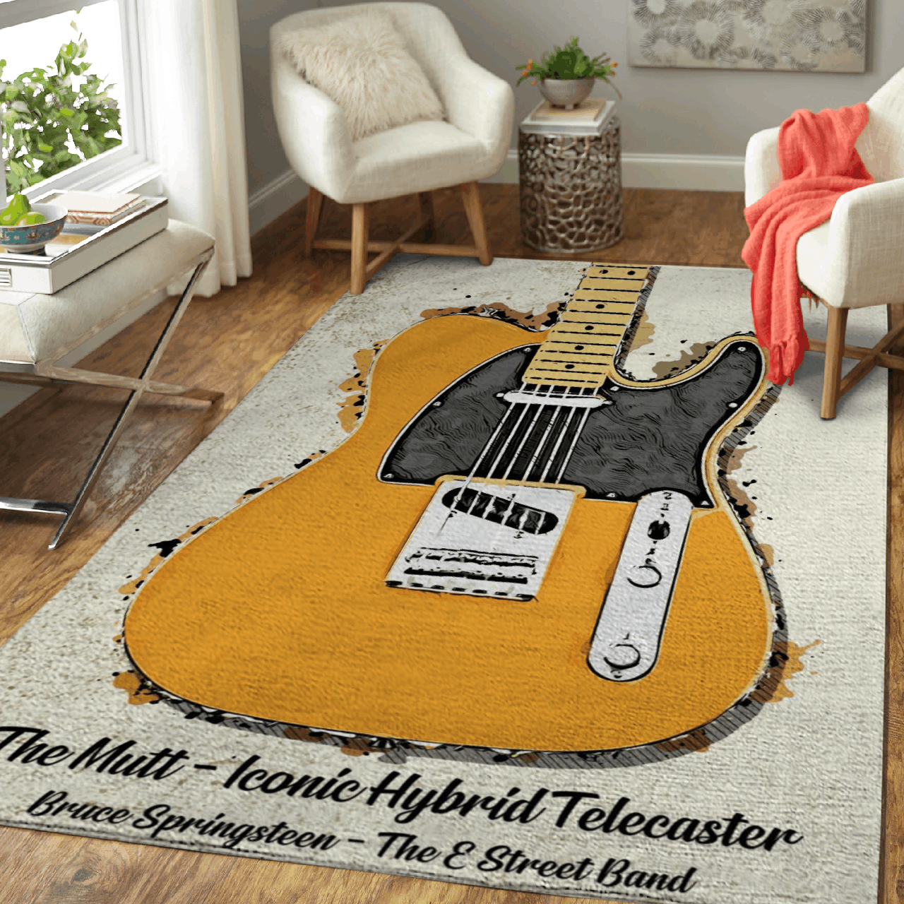 Bruce Springsteen The Mutt Iconic Hybrid Telecaster Art Area Rug Area Rug Living Room Carpet Rug Regtangle Carpet Floor Decor Home Decor