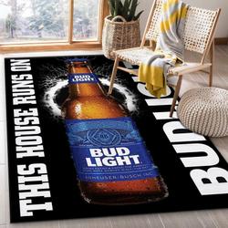 Bud Light This House Runs On Area Rug Living Room And Bed Room Rug Rug Regtangle Carpet Floor Decor Home Decor