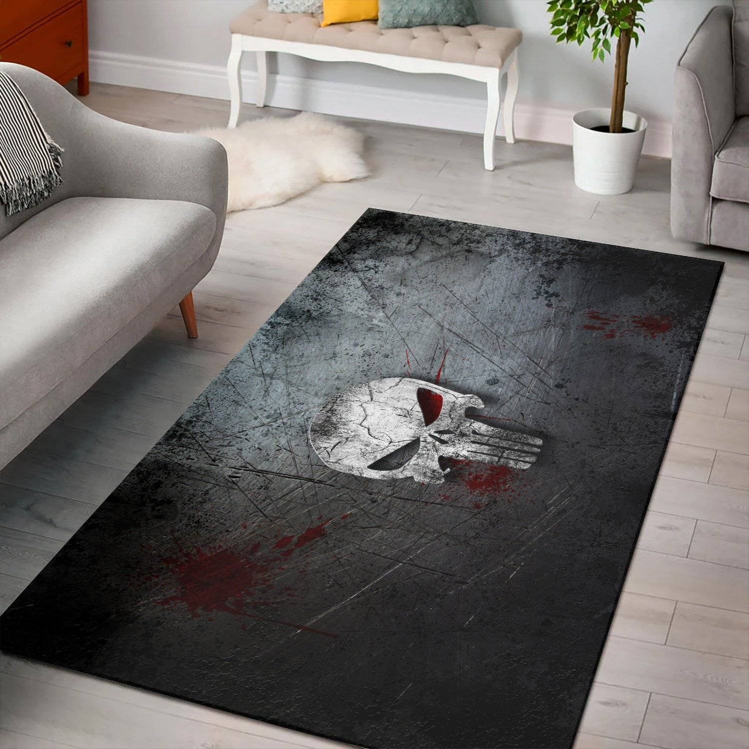 Marvel The Punisher Logo Area Rug Living Room Rug Home Decor Movie