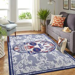 Buffalo Bills Skull Style Area Rug Living Room Rug Home Decor Nfl Football