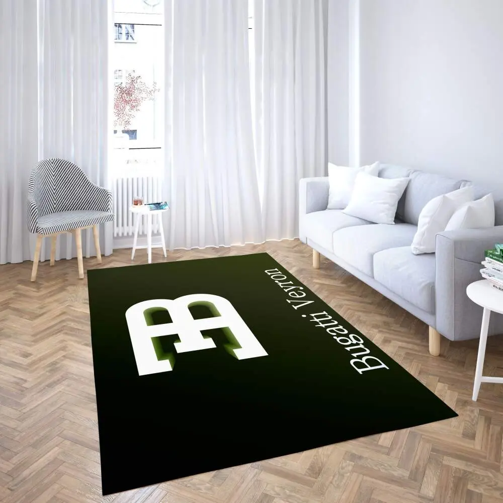 Bugatti Logo Area Rug Black Living Room Carpet Rug Regtangle Carpet Floor Decor Home Decor