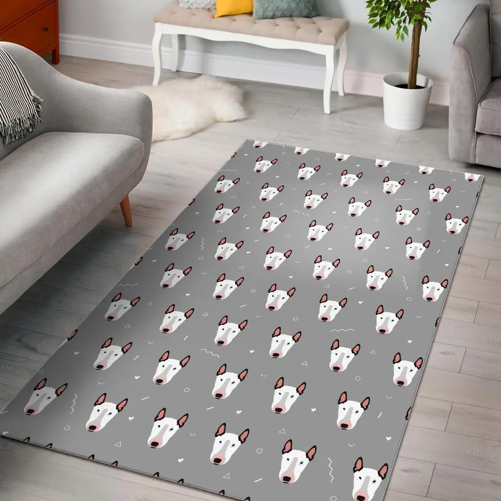 Bull Terrier Glay Pattern Print Area Rug Living Room Rug Home Decor