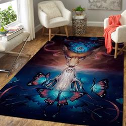 Butterfly & Flower Area Rug Animal Print Rug Regtangle Carpet Floor Decor Home Decor