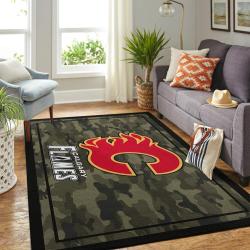 Calgary Flames Nhl Area Rugs Camo Style Living Room Rug Regtangle