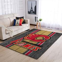 Calgary Flames Nhl Area Rugs Team Logo Living Room Regtangle Carpet