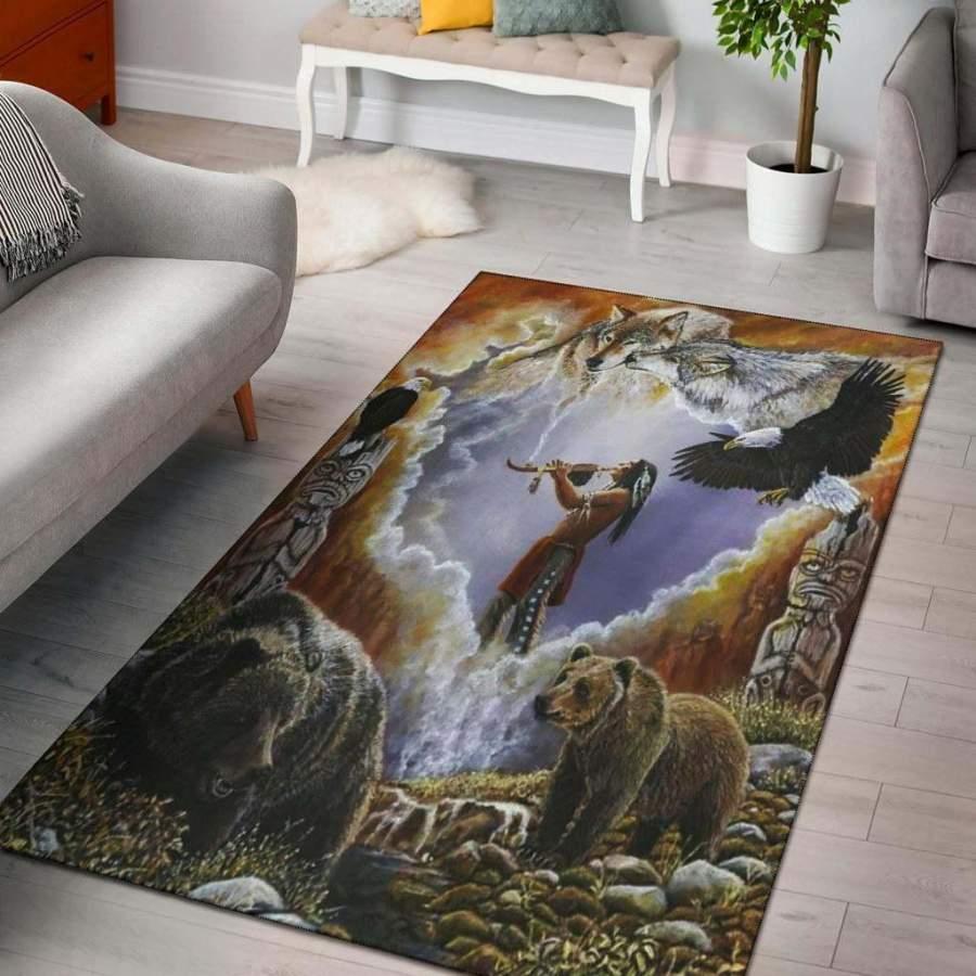Calling The Totem Native American Pride Area Rug Living Room Rug Home Decor